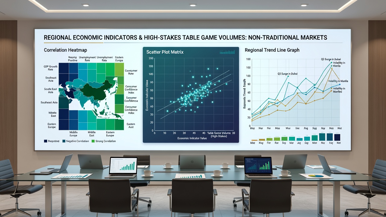 Chart displaying economic indicators like GDP and tourism alongside high-stakes table game volume trends in emerging gaming regions
