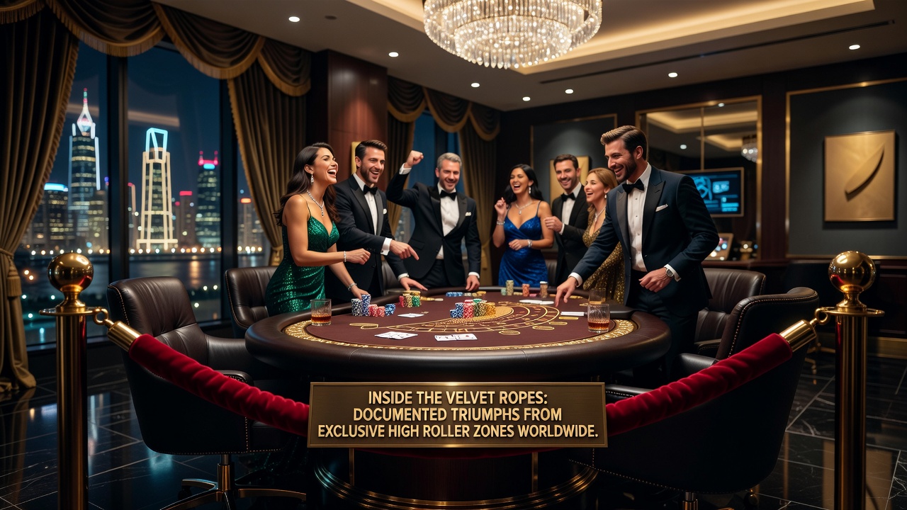 Exclusive high roller gaming salon with velvet ropes and private tables in a luxury casino setting