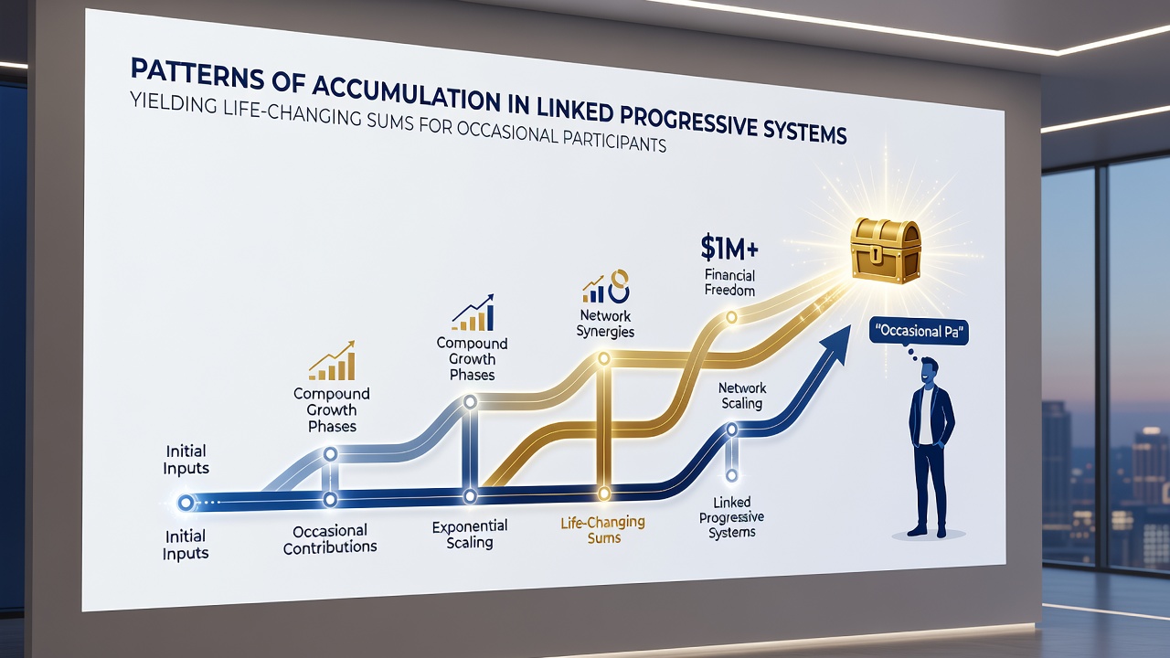 Occasional casino player reviewing progressive jackpot totals on a linked machine network