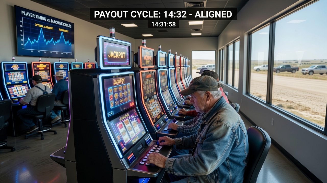 Close-up of electronic gaming machine screen displaying payout information and player interface