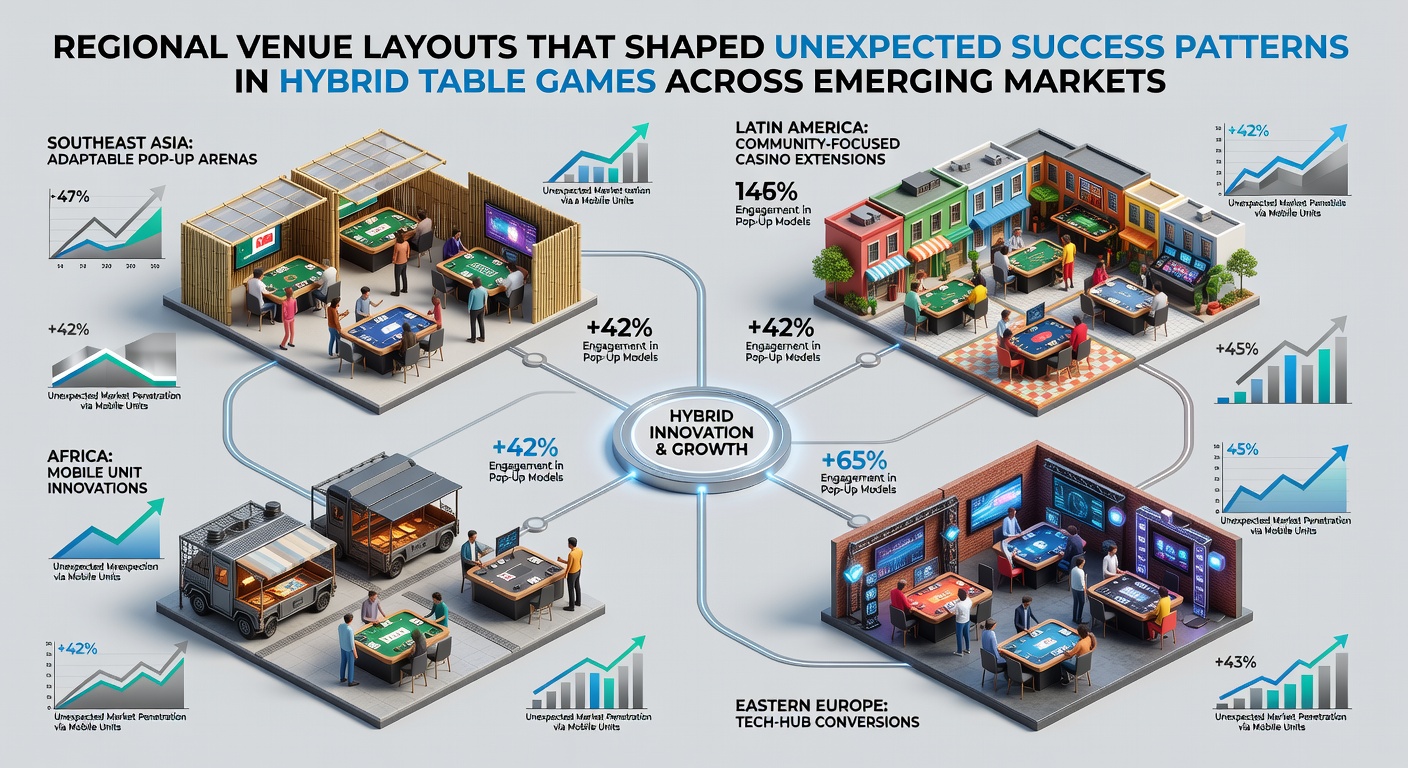 Regional casino venue layout diagram showing hybrid table game arrangements in emerging markets